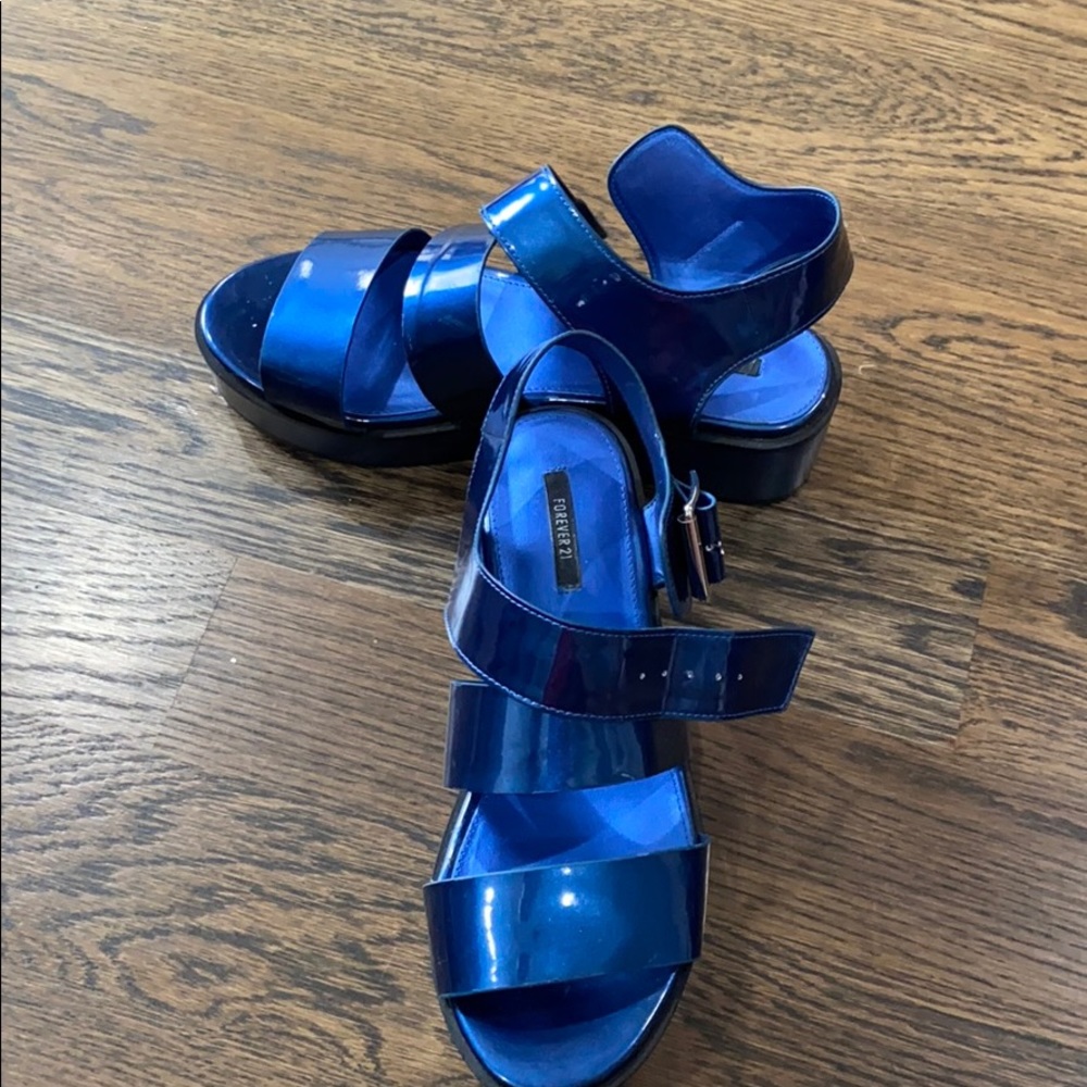Cute blue platform sandals